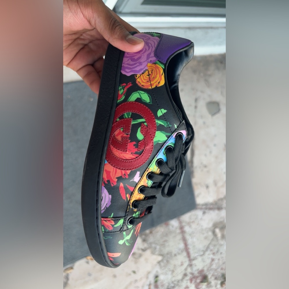 Floral Black Gucci Sneakers